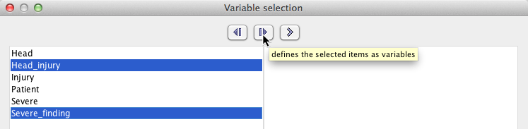 select some concept names as variables